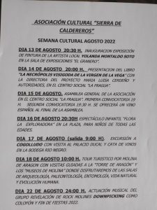 Semana Cultural Agosto 2022 – Asociación Cultural «Sierra de Caldereros»